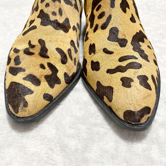 ASOS Leopard Bootie Atom Leather Chelsea Boot Calf Hair Animal Print Slip-On 5 - Picture 9 of 13